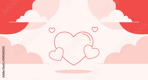 Abstract Heart Shapes Cloud Background, Love Symbol, Valentine's Day