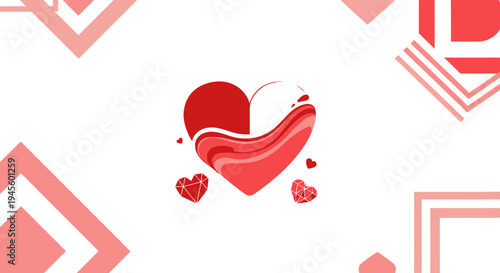 Abstract Heart Symbol with Geometric Shapes - Love and Romance Concept