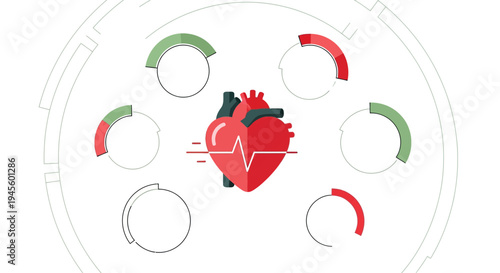 Abstract Heartbeat ECG Data Analysis with Futuristic UI Elements