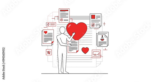 Abstract Concept of Love, Care, and Record Keeping with Heart Symbol