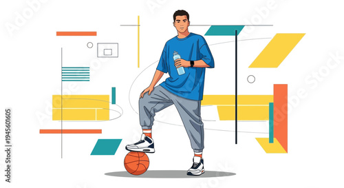 Man with Basketball, Healthy Lifestyle, Sports and Recreation
