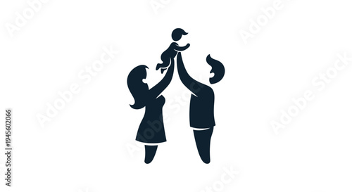 Silhouette of Family with Young Child.