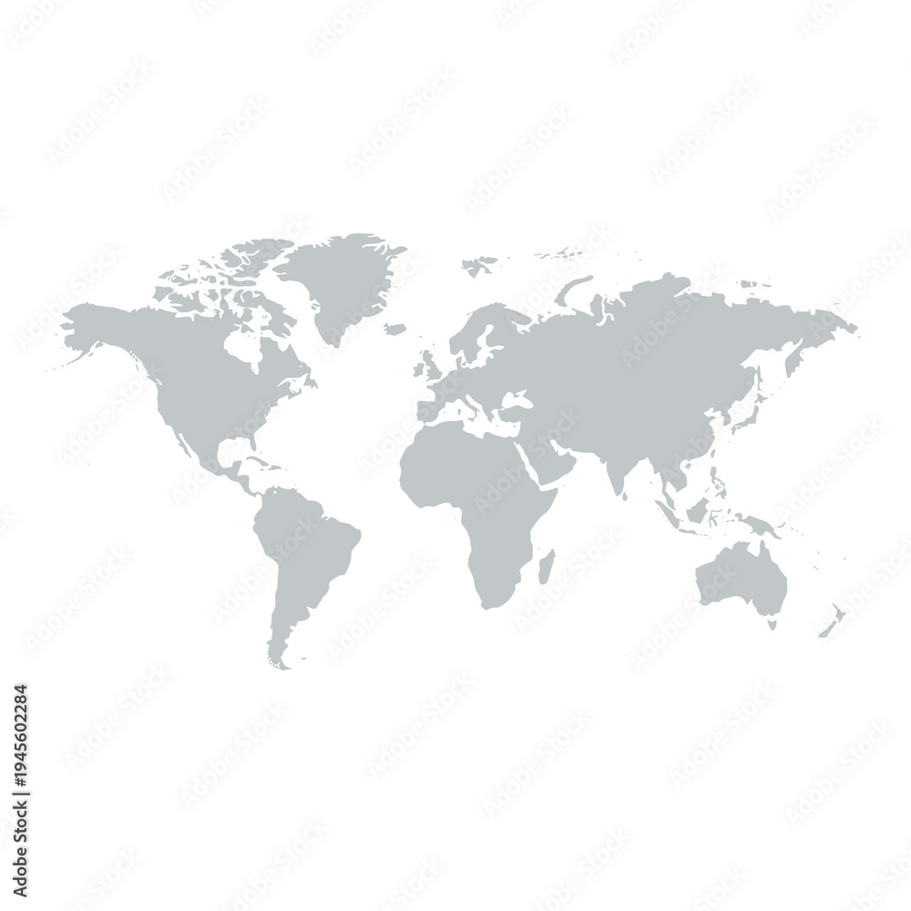 Obraz premium Simple Solid Grey World Map Silhouette