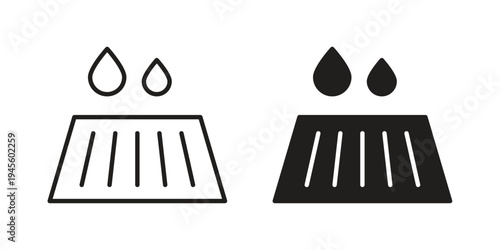 Manhole icon vector pack. Thin linear and black flat style.