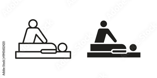 Massage icon vector pack. Thin linear and black flat style.