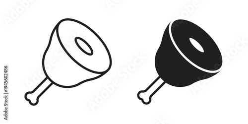 Meat icon vector pack. Thin linear and black flat style.