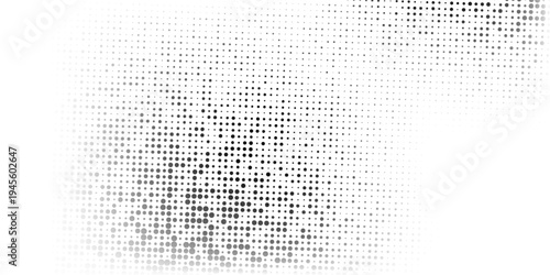 Simple dotted wave halftone gradient background. Faded grit noise texture. White and black sand abstract modern
