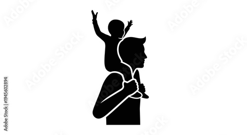 Silhouette of Mother Holding Happy Child.