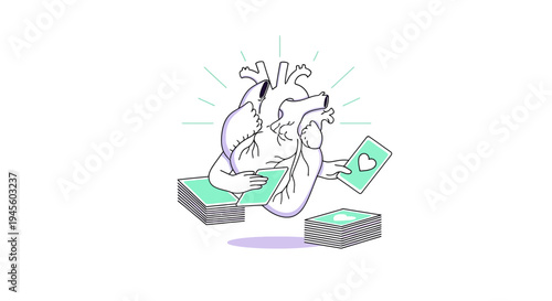 Anatomical Heart Playing Cards Love Symbol Illustration