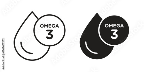 Omega icon vector pack. Thin linear and black flat style.