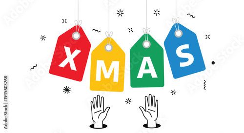 Set of 5 Christmas tags vector