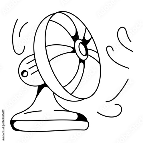 Doodle illustration showing a pedestal fan