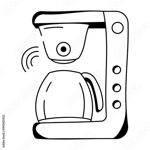 A drawing style illustration showing a coffee maker
