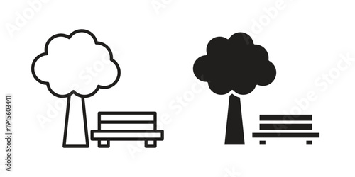 park icon vector pack. Thin linear and black flat style.