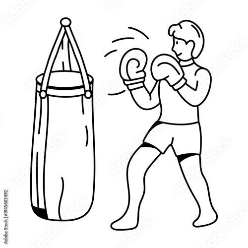 A drawing style illustration showing boxing

