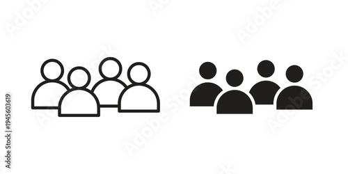 people icon vector pack. Thin linear and black flat style.