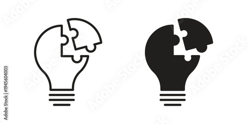 Problem solving icon vector pack. Thin linear and black flat style.