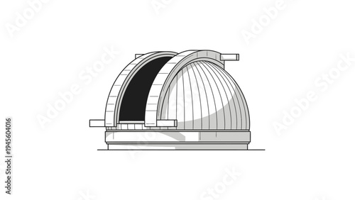 Illustration of an observatory with an open dome