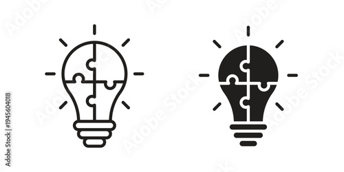 Problem solving icon vector pack. Thin linear and black flat style.