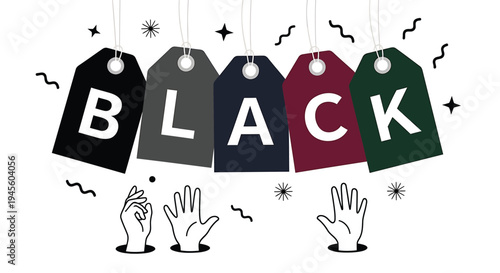 Set of 5 colorful discount tags vector