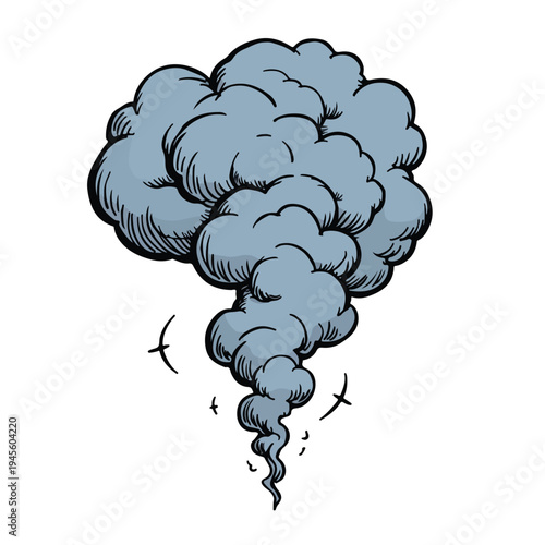A cartoon illustration of a gray smoke cloud.