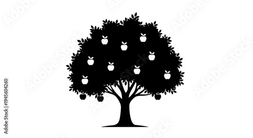 Tree Silhouette with Apples and Owls.