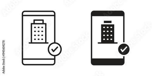 Reservation smartphone icon vector pack. Thin linear and black flat style.