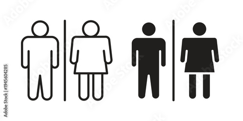 Restroom icon vector pack. Thin linear and black flat style.