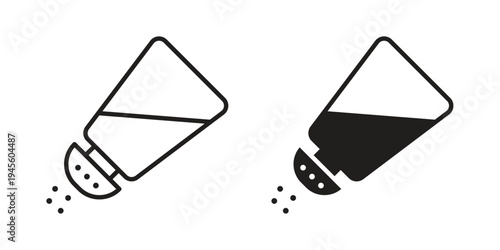 Salt shaker icon vector pack. Thin linear and black flat style.