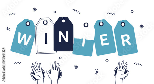 Set of winter vector icons and illustrations