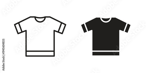 Shirt icon vector pack. Thin linear and black flat style.