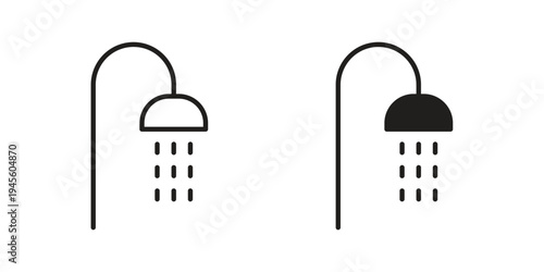 Shower icon vector pack. Thin linear and black flat style.