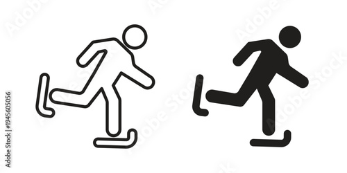 Skating icon vector pack. Thin linear and black flat style.