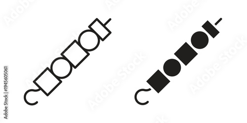Skewer icon vector pack. Thin linear and black flat style.