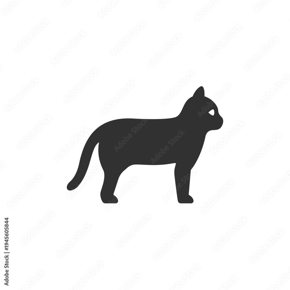 Fototapeta premium Cat animal silhouette icon. Domestic pet and feline companion concept. Monochrome black and white symbol