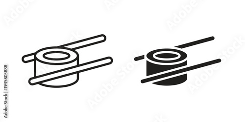 Sushi icon vector pack. Thin linear and black flat style.