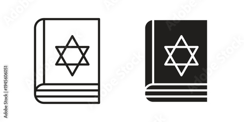 Tanakh book icon vector pack. Thin linear and black flat style.