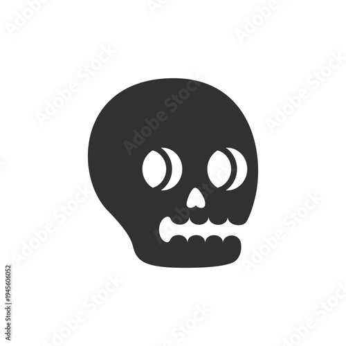 Human skull side view icon. Skeleton head anatomy symbol. Monochrome black and white symbol