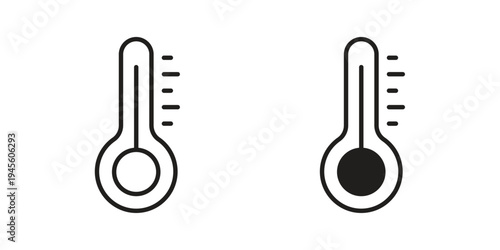 Temperature icon vector pack. Thin linear and black flat style.