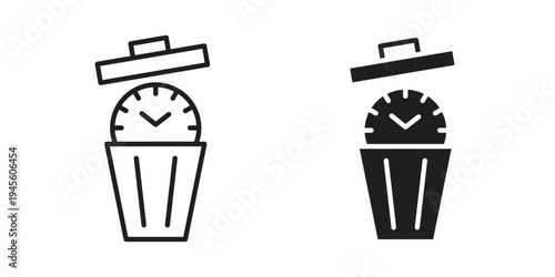 Time waste icon vector pack. Thin linear and black flat style.