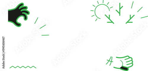 Hand gestures illustrating concepts of blocking, radiating energy, and prohibition.