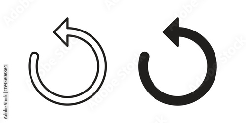 Undo icon vector pack. Thin linear and black flat style.