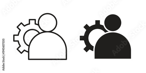 User settings icon vector pack. Thin linear and black flat style.