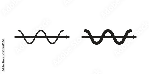 Wave sine icon vector pack. Thin linear and black flat style.