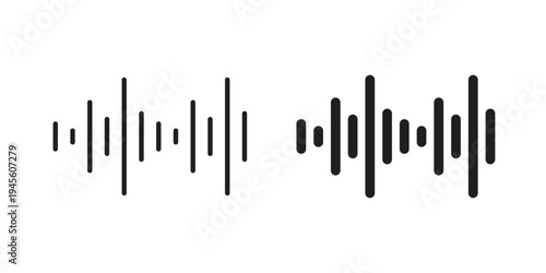 Waveform icon vector pack. Thin linear and black flat style.