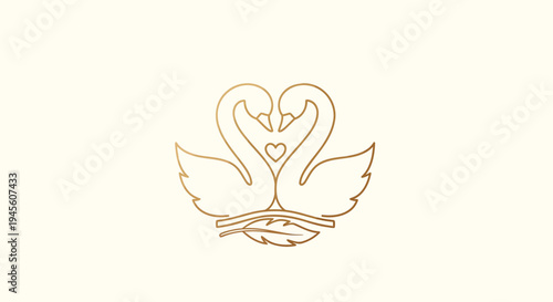 Vector swan heart icon, minimalist line art