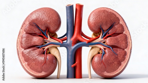 Wallpaper Mural High-Tech Human Kidney Anatomy Visualization: 3D Medical Models of Kidneys (Showcasing Vascular Systems, Renal Structures, and Futuristic Color-Coded Diagrams) Set Against Scientific Backdrops Torontodigital.ca