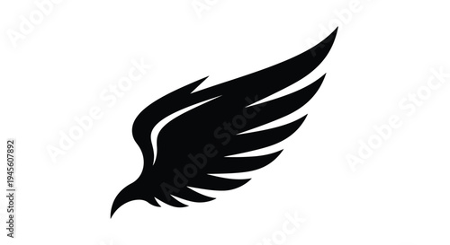 Abstract black wing design against a white background a striking silhouette