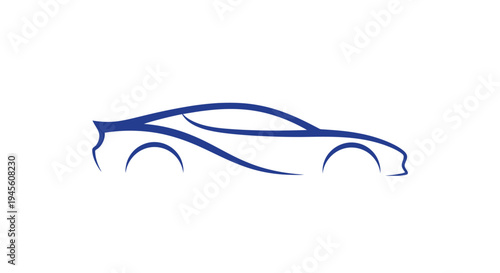 Stylized blue outline drawing of a sleek sports car on a white background, representing speed and modern automotive design.