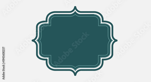 Elegant Ornate Dark Green Frame with Lighter Outline on a Light Gray Background